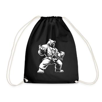 Martial Arts Bear – Strength in Motion - Bear Design - Drawstring Bag - black - Front