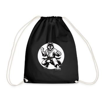 Loup d’arts martiaux – Force et loyauté - Sac de sport léger - noir - Devant