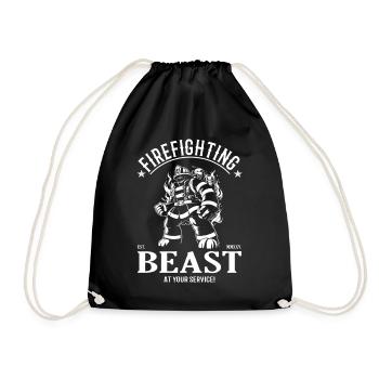 Feuerwehrmann – Firefighting Beast at Your Service - Turnbeutel - Schwarz - Vorne