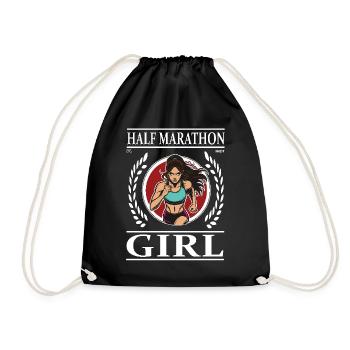 Half Marathon Girl – Run with heart and power - Drawstring Bag - black - Front