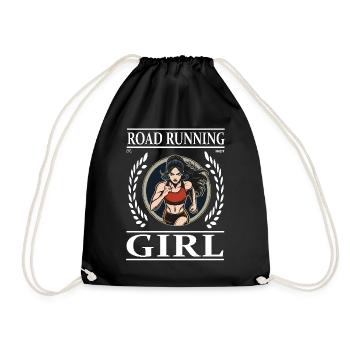 Road Running Girl – Freedom on the Road - Drawstring Bag - black - Front