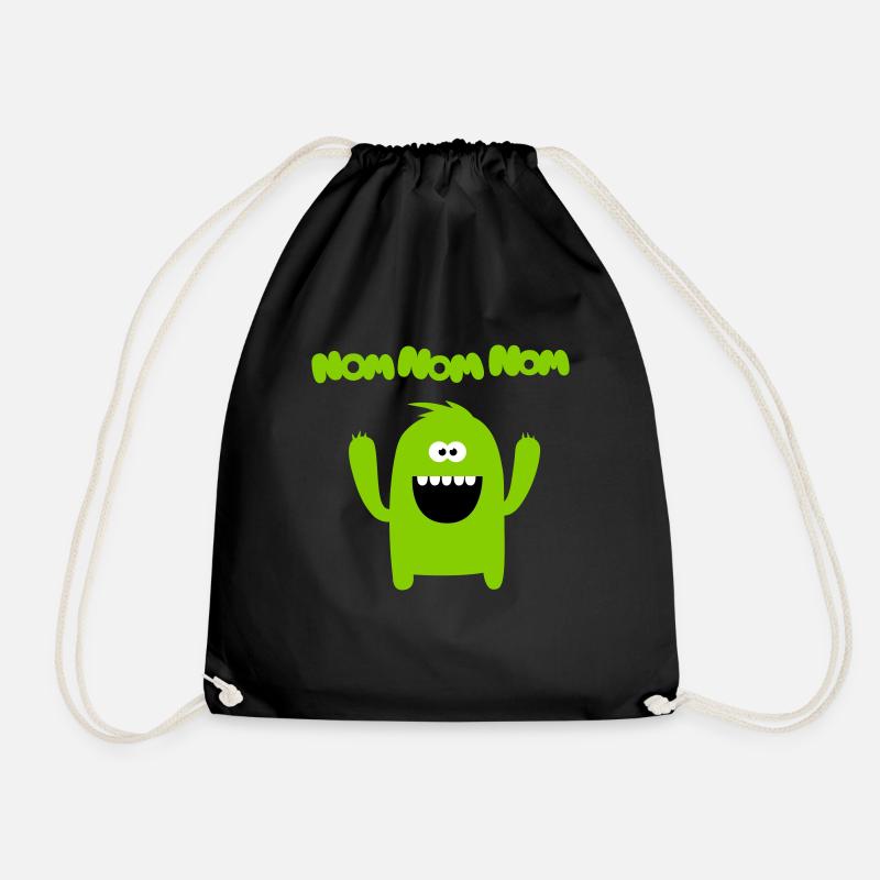 Om nom nom nom - Monster - Turnbeutel - Schwarz