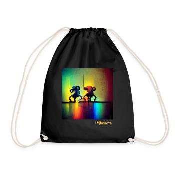 Deux robots arc-en-ciel dansants - Sac de sport léger - noir - Devant
