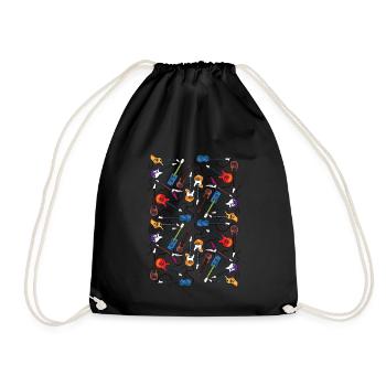 Funny Guitar Player Guitarist Music Addiction Gift - Drawstring Bag - black - Front