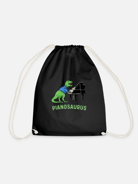 Pianosaurus - Klavier Dinosaurier T Rex Pianist Geschenk - Turnbeutel - Schwarz