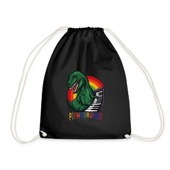 Pianosaurus - Piano Dinosaur T Rex Pianist Gift - Drawstring Bag - black - Front