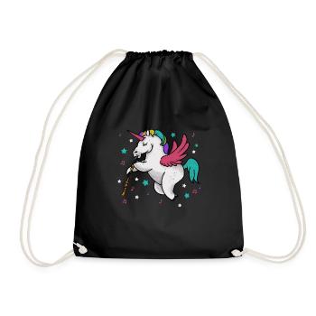 Flying Unicorn Musician - Clarinetist & Flutist - Drawstring Bag - black - Front