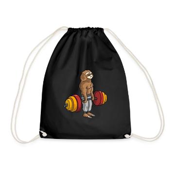 Deadlift Sloth - Funny Fitness Bodybuilding Animal - Drawstring Bag - black - Front