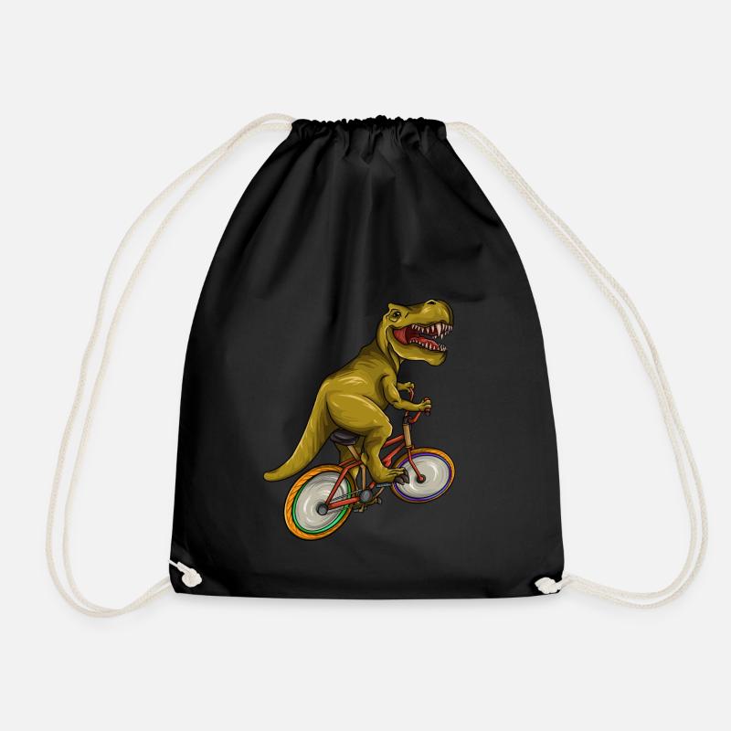 T Rex Riding Bicycle - Lustiger Dinosaurier-Radfahrer - Turnbeutel - Schwarz