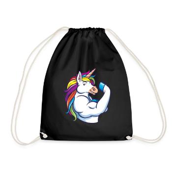 Unicorn Muscles - Funny Fitness Gym Rainbow Gift - Drawstring Bag - black - Front