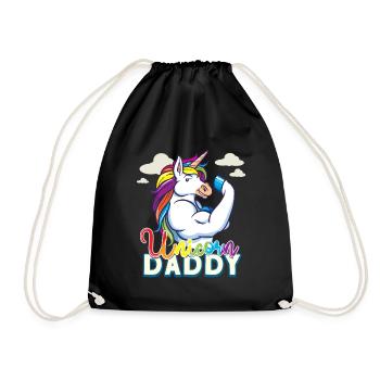 Unicorn Daddy - Lustiges Fitness-Fitnessstudio Rainbow Dad Geschenk - Turnbeutel - Schwarz - Vorne