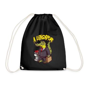 Alitigator - A Litigator - Funny Lawyer Judge Gift - Drawstring Bag - black - Front