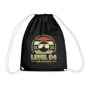 64 - Drawstring Bag - black - Front