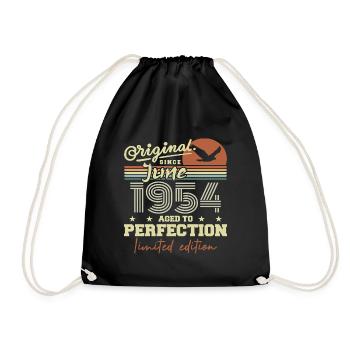 Born in June 1954, June 1954, Born June 1954 June 1954 - Drawstring Bag - black - Front