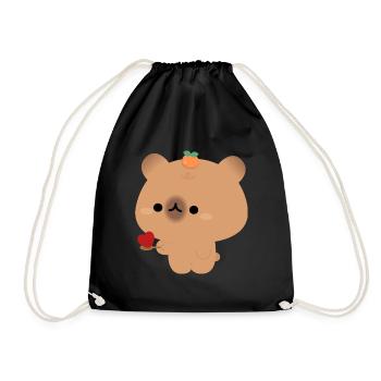 Capybara nourrissant l’amour - Sac de sport léger - noir - Devant