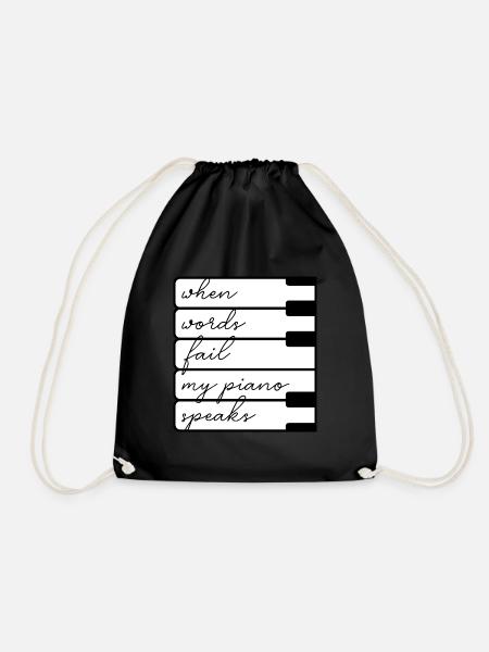Klavier Klavierspieler Pianist Piano Wort Geschenk - Turnbeutel - Schwarz