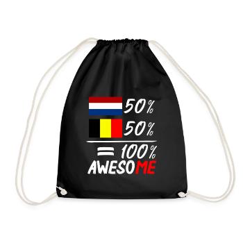 50% Netherlands 50% Belgium - Drawstring Bag - black - Front
