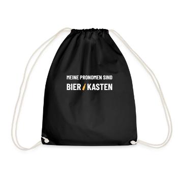 Meine Pronomen sind Bier/Kasten - Bier trinker - Turnbeutel - Schwarz - Vorne