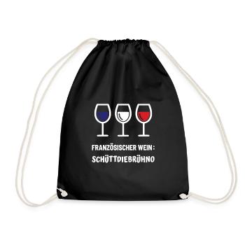 Französischer Wein: SchüttDieBrühNo Geschenkidee - Turnbeutel - Schwarz - Vorne