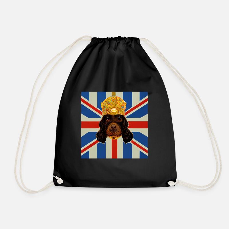 England cocker spaniel Great Britain Dog Crown - Drawstring Bag - black