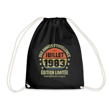 Anniversaire Millésime Fabriqué en juillet 1983 - Sac de sport léger - noir - Devant
