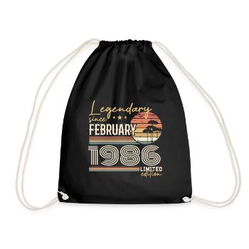 February 1986 Anniversary 1986 Legends February - Drawstring Bag - black - Front