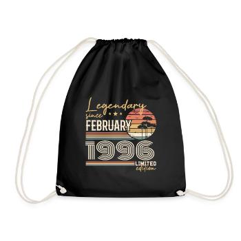 February 1996 Anniversary 1996 Legends February - Drawstring Bag - black - Front