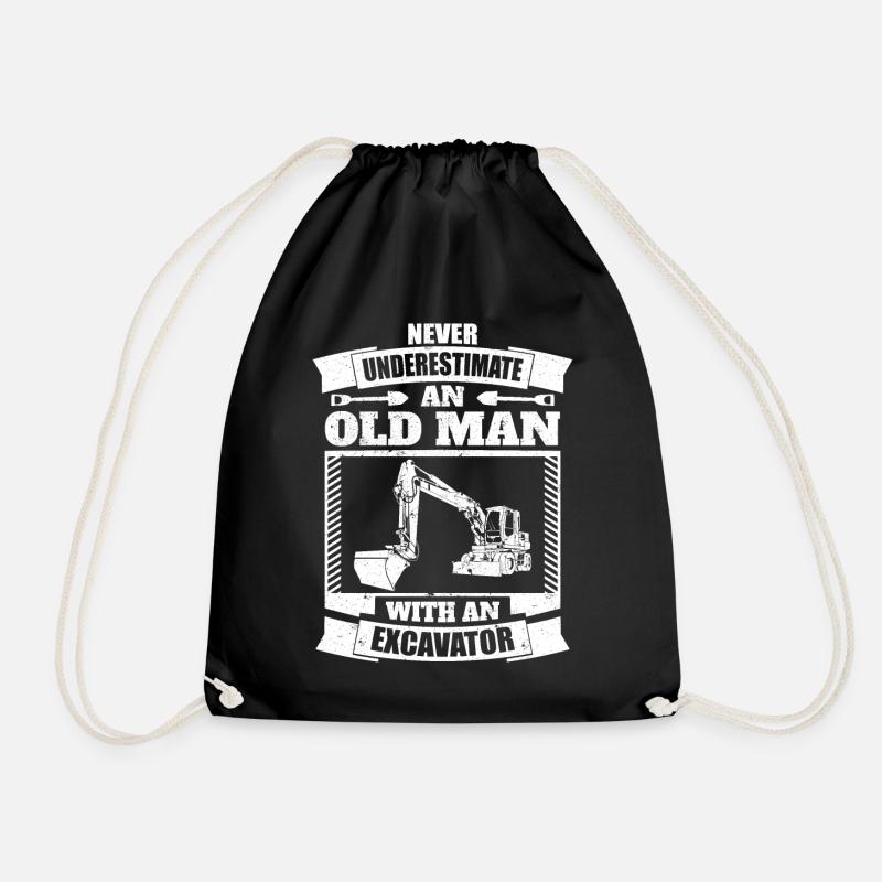Excavator digger driver gift - Drawstring Bag - black