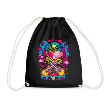 17 Coeurs Guitares Paix Enfant des fleurs - Sac de sport léger - noir - Devant