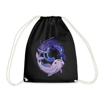 Cooles Walhai Whale Shark Yin Yang Design - Turnbeutel - Schwarz - Vorne