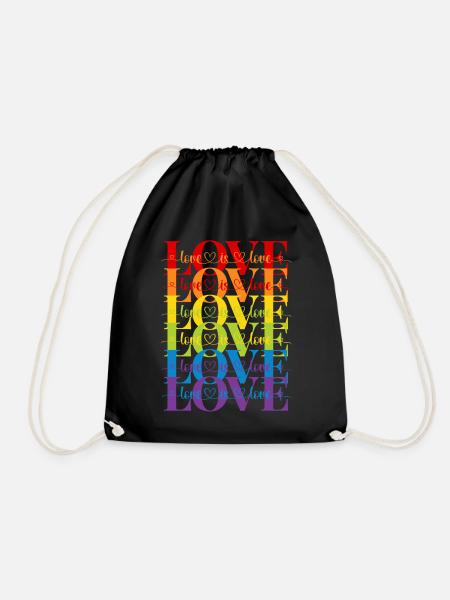 love is love - Drawstring Bag - black