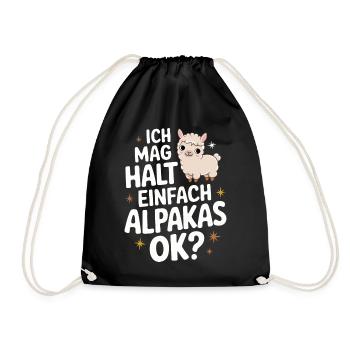 Alpaca llama alpacas animal - Drawstring Bag - black - Front