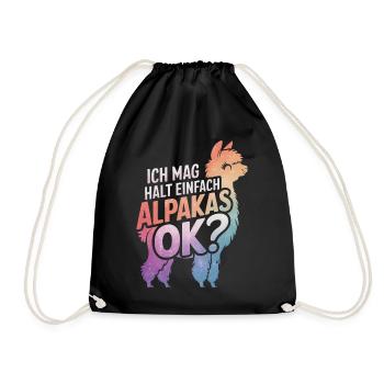 Alpaka Llama - Turnbeutel - Schwarz - Vorne