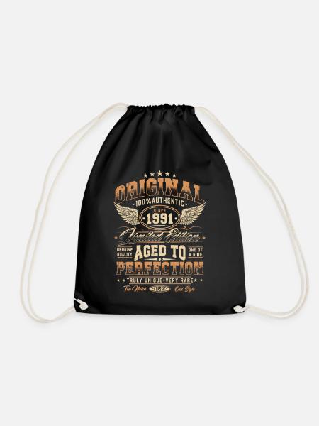 Original 1991 Vintage Born Birthday Gift - Drawstring Bag - black