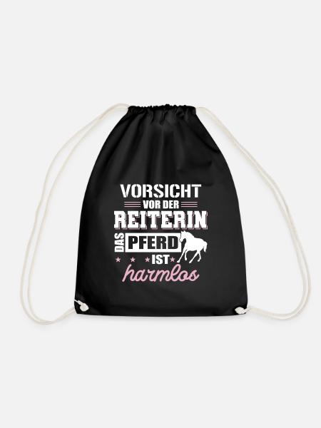 Pferd Pferdesprüche Reiterin Geschenk - Turnbeutel - Schwarz