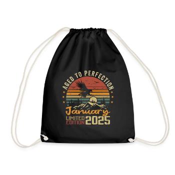 Januar 2025 Retro Vintage Geburtstagsgeschenk - Turnbeutel - Schwarz - Vorne