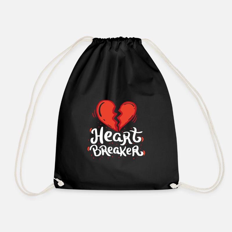 Heartbreaker love heart romance relationship heart - Drawstring Bag - black
