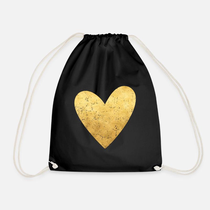 Herz gold Symbol Liebe Geschenkidee - Turnbeutel - Schwarz
