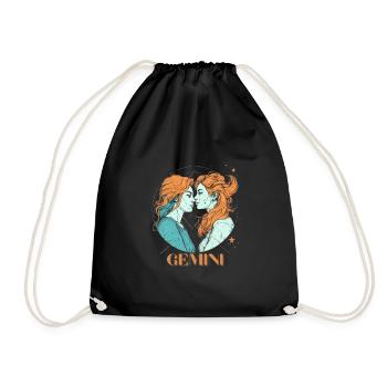 Zodiac Sign Gemini Lesbian Gay Women Design - Drawstring Bag - black - Front