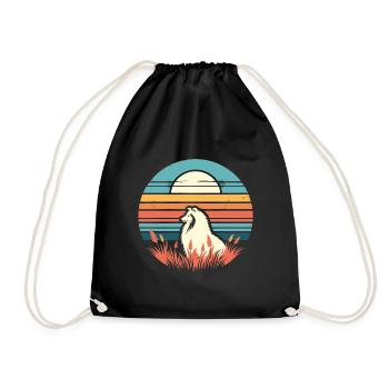 Shetland Sheepdog Vintage Sunset - Turnbeutel - Schwarz - Vorne