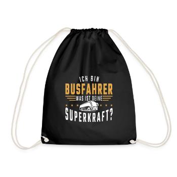 Ich bin Busfahrer was ist Deine Superkraft - Turnbeutel - Schwarz - Vorne