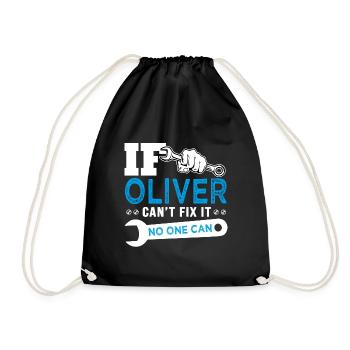 If Oliver can't fix it funny T shirt can't fix it - Drawstring Bag - black - Front