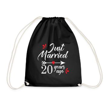 Hochzeitstag 20 Jahre verheiratet seit 20 Jahren - Turnbeutel - Schwarz - Vorne