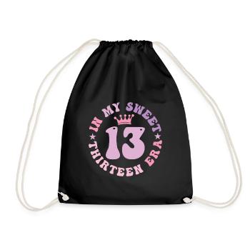 In My Sweet Thirteen Era 13th Birthday Groovy 13th - Drawstring Bag - black - Front