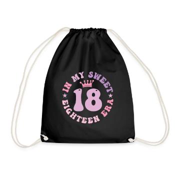 In My Sweet Eighteen Era 18th Birthday Groovy 18th - Drawstring Bag - black - Front