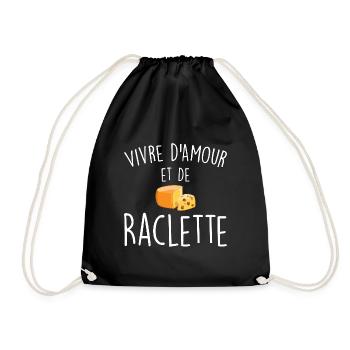 Living on Love and Raclette - Drawstring Bag - black - Front