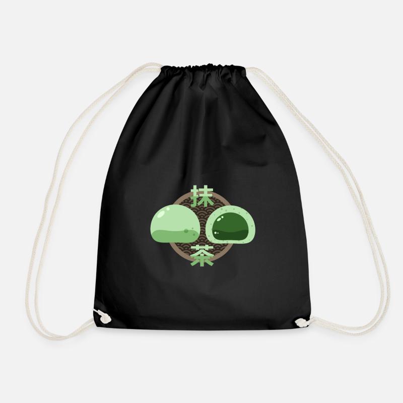 Sweet matcha daifuku - Drawstring Bag - black
