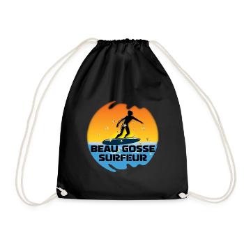 beau gosse surfeur soleil dégradé océan - Sac de sport léger - noir - Devant