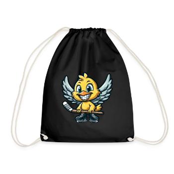 Chicken Chick Hockey Player Angel Ice Hockey Club - Drawstring Bag - black - Front