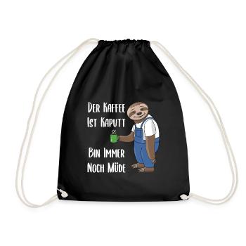 Kaffee Faultier Mechaniker Geschenk Handwerker - Turnbeutel - Schwarz - Vorne